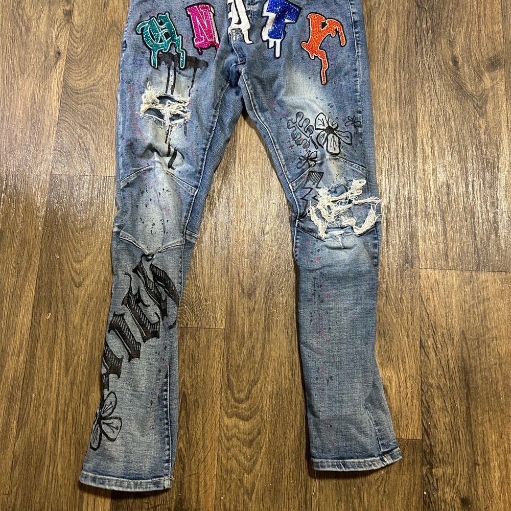 Smoke Rise Stylish Blue Distressed Men Jeans